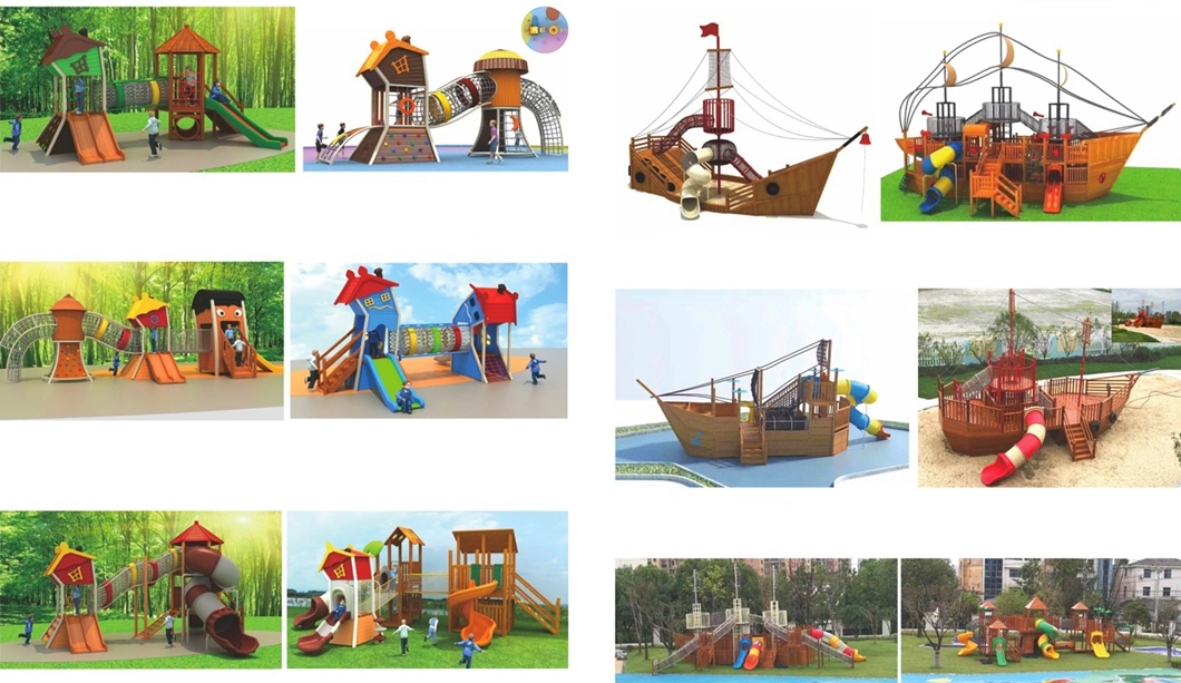 Customized Indoor and Outdoor Wooden Playground Equipment Slide Drill Net Climbing