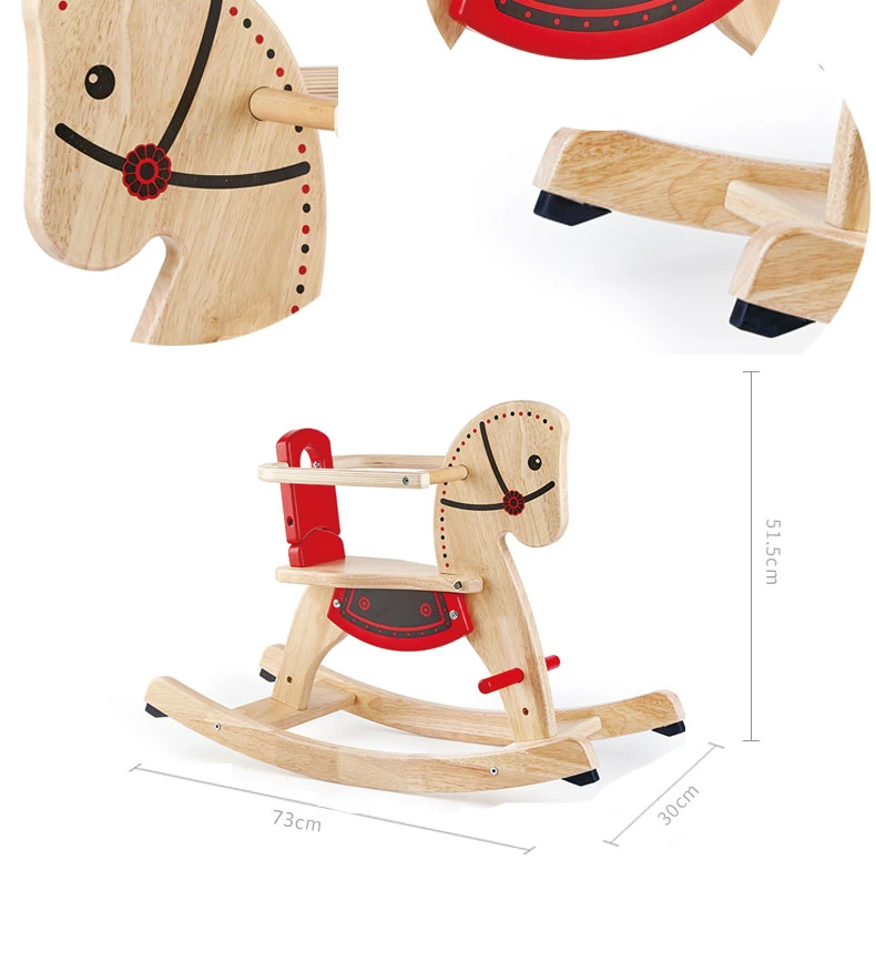 P0001 Pintoy Baby Toy Classic Wooden Shetland Rocking Horse