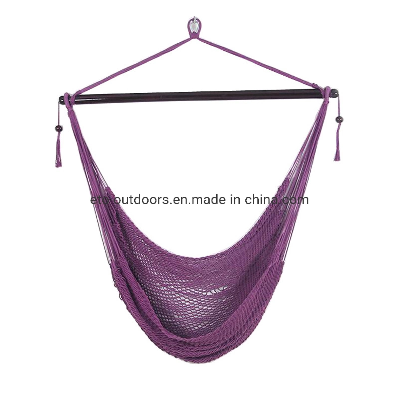 Rainbow Large Polyester Cotton Rope Hanging Chair Swing with Wood Bar Comfortable, Lightweight Hammock Chair