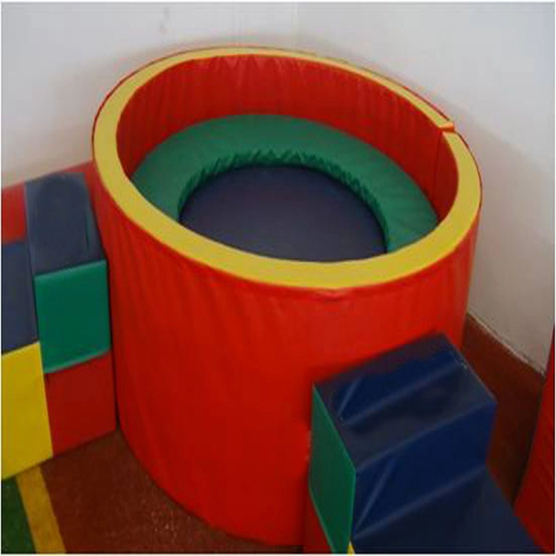 Indoor Children Round Trampoline Group with Ladders Children Gymnastics Equipment