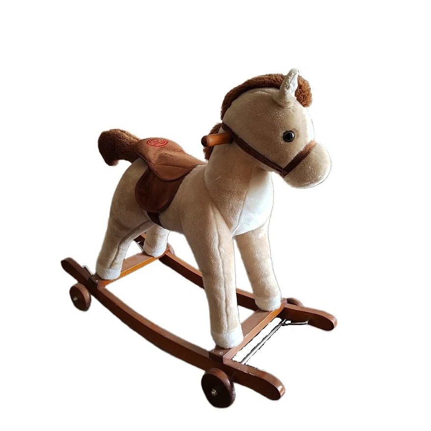 Custom Ride on Plush Trojan Kids Baby Wooden Rocking Horse Chair Toy