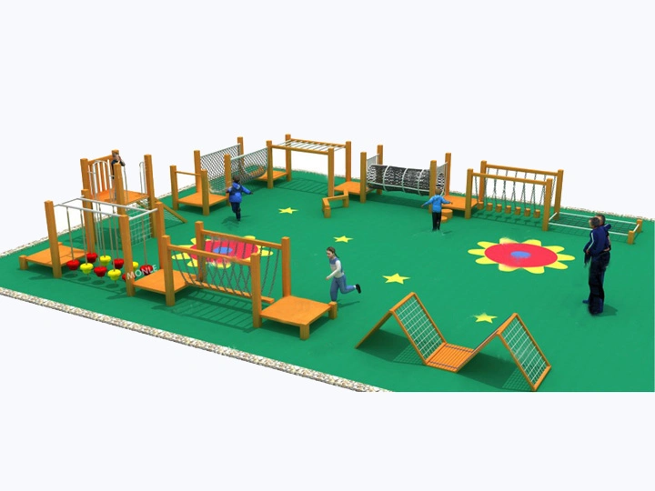 Customized Wooden Series Outdoor Adventure Fitness Playground Equipment for Kindergarten and Preschool