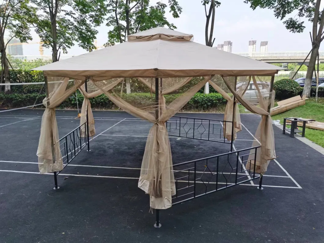 Hexagon Patio Gazebo Outdoor Tent with 6 Sided Canopy Shelter