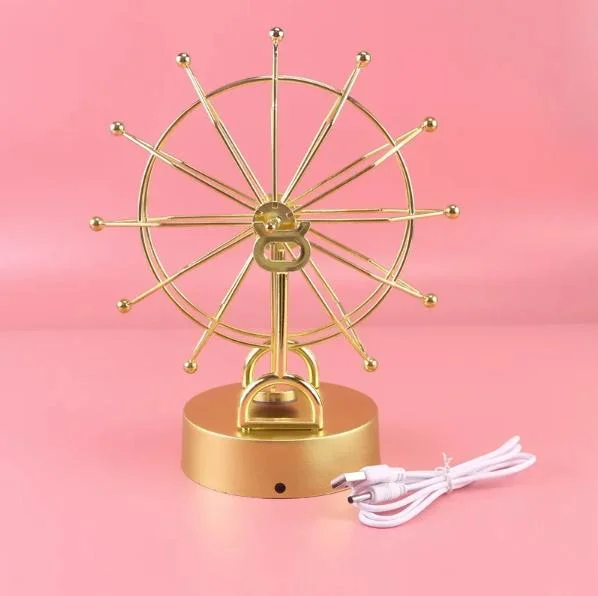 Gold Metal Ferris Wheel Perpetual Motion Ornament Creative Magnetic Swing Device Pendulum