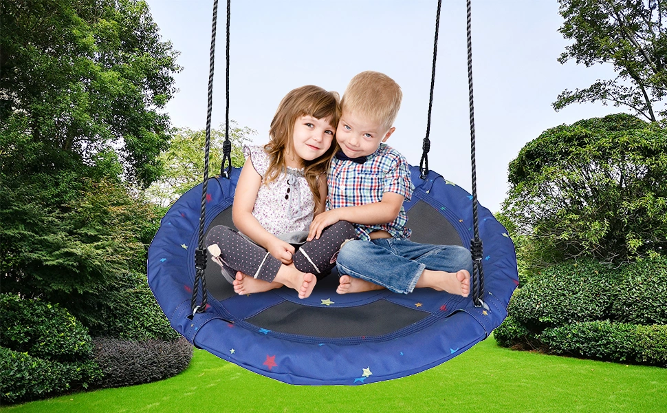 Portable Children&prime;s Round Platform Outdoor Playground Swing