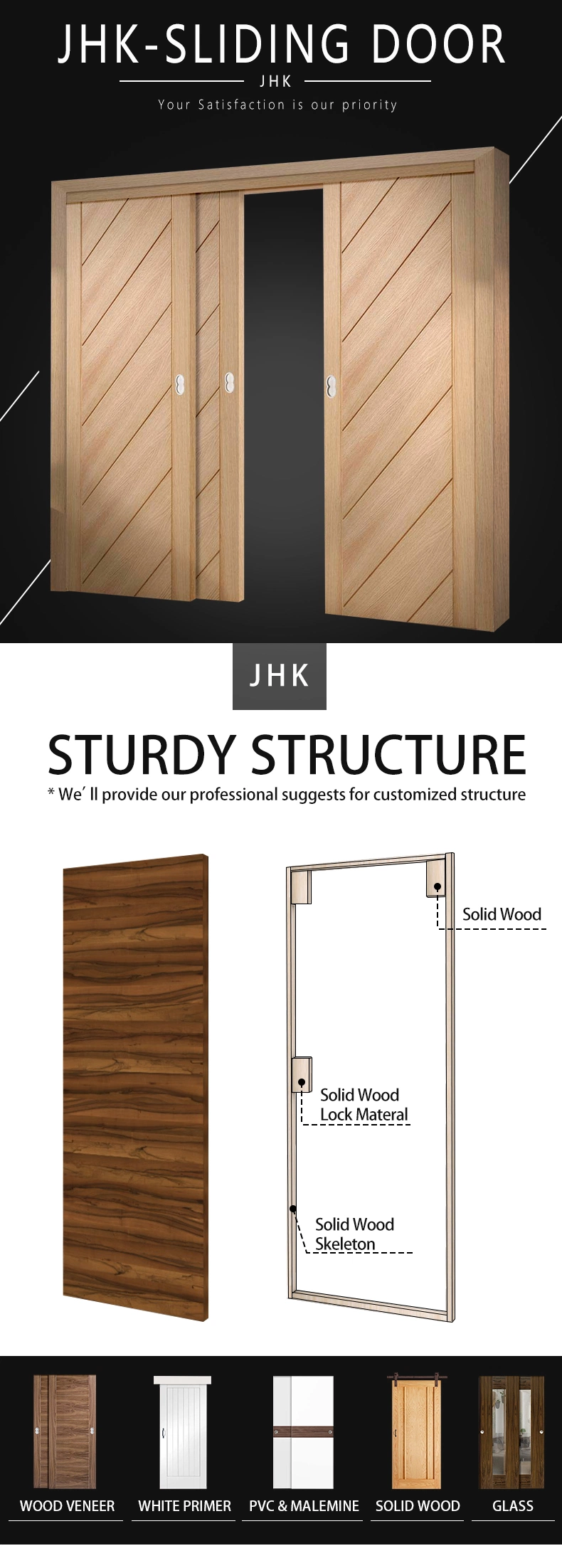 Jhk Single Panel Double Sided Oak Closet Sliding Door