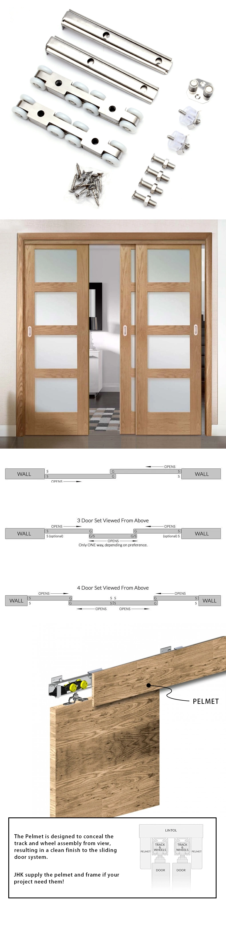Jhk Single Panel Double Sided Oak Closet Sliding Door