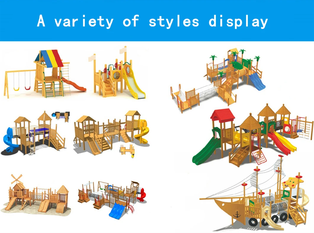 Customized Indoor and Outdoor Wooden Playground Equipment Slide Drill Net Climbing
