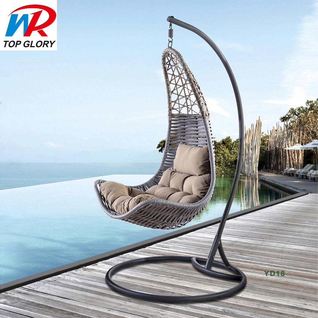 Leisure Outdoor Courtyard Iron Wicker Double Garden Rattan Swing