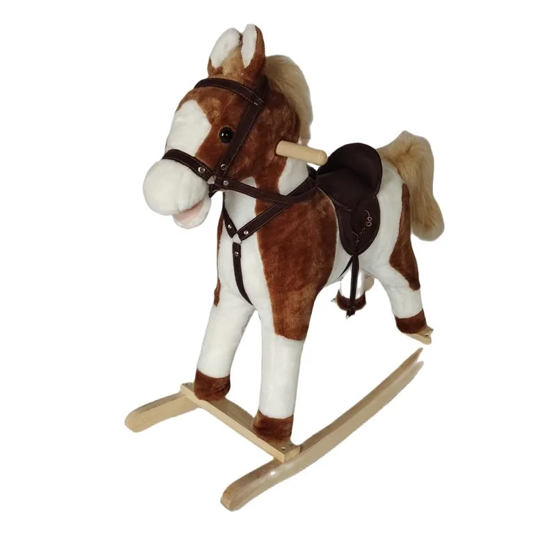 ODM OEM Wholesale christmas Gift Toddler Rocking Chair Trojan Rocking Horse Plush Dolls Wooden Riding Rocking Horse Plush Toys