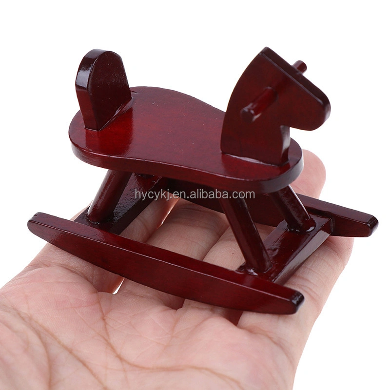 1: 12 Dollhouse Miniature Mahogany Rocking Horse for Dollhouse Decor Accessories