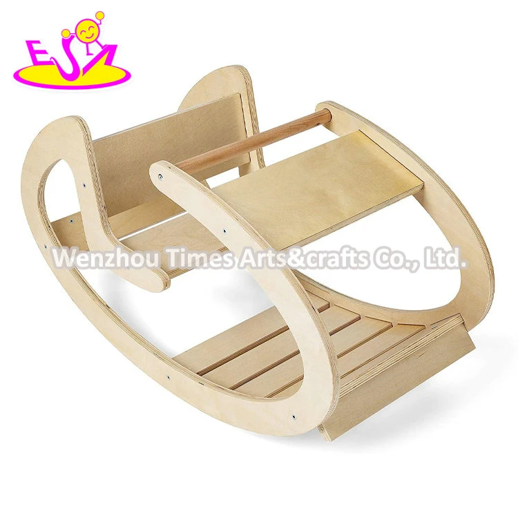 Montessori Large Foldable Wooden Triangle Climbing Frame in Natural W01f043