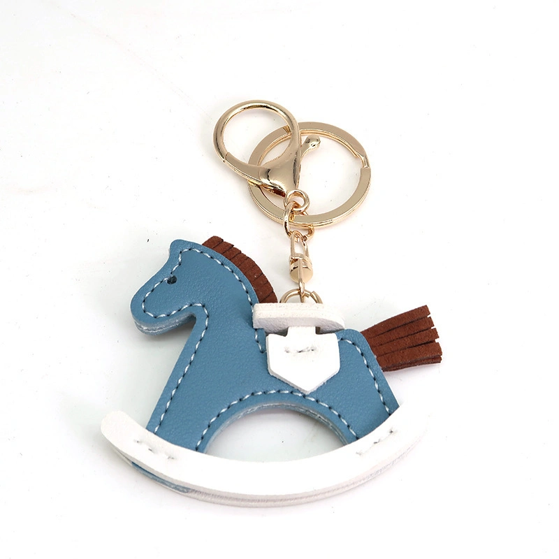 Leather Pony Pendant Rocking Horse Cartoon Creative Keychain Ornament