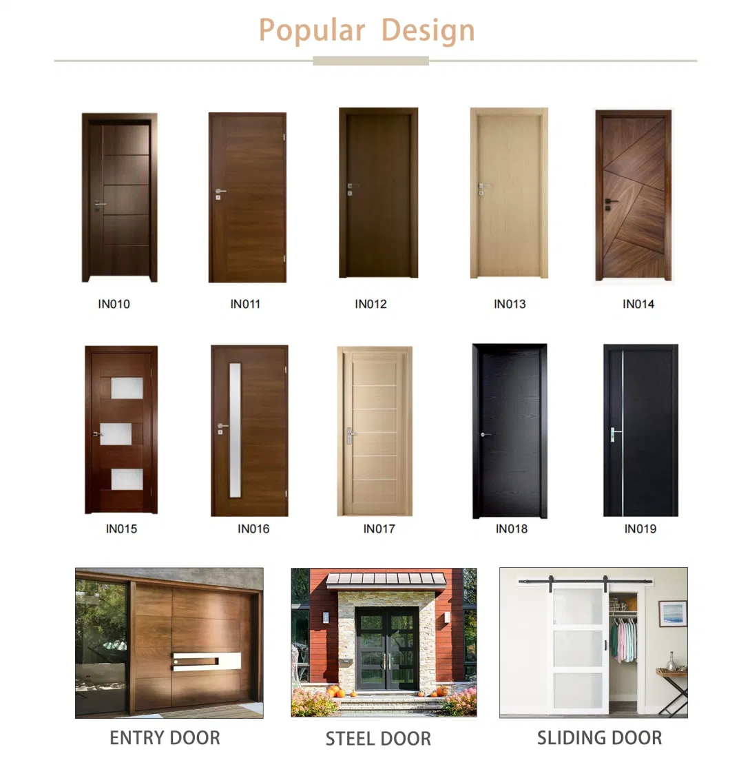 USA Design Heavy Duty Interior Glass Wood Aluminum Doors with Frames