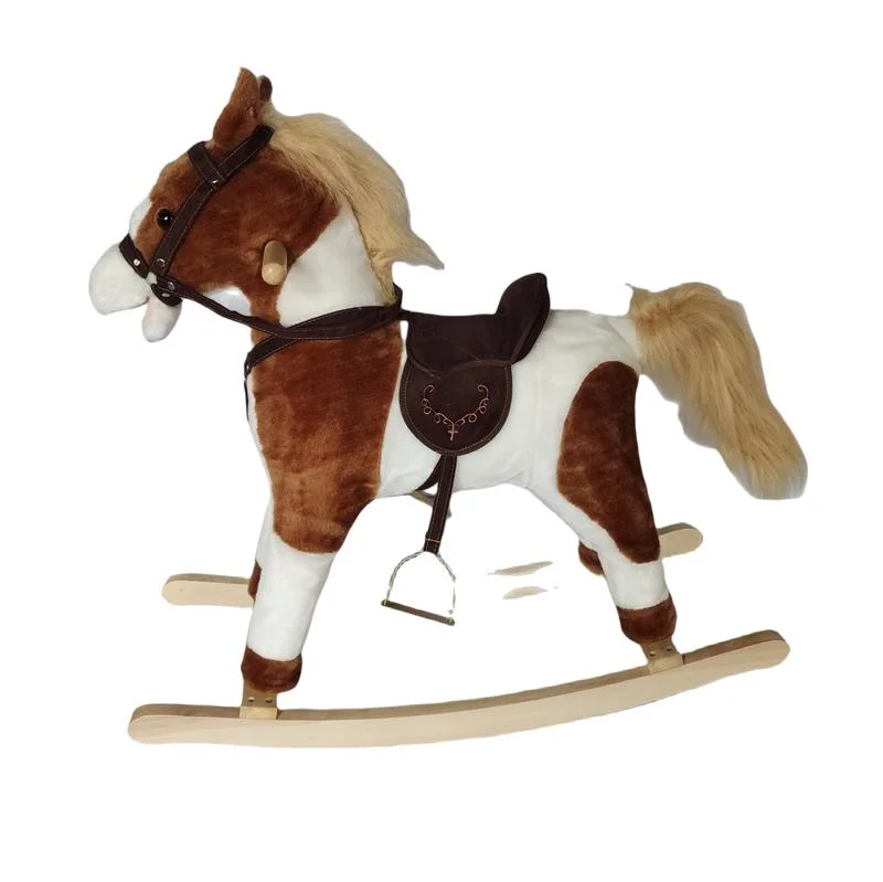 ODM OEM Wholesale christmas Gift Toddler Rocking Chair Trojan Rocking Horse Plush Dolls Wooden Riding Rocking Horse Plush Toys