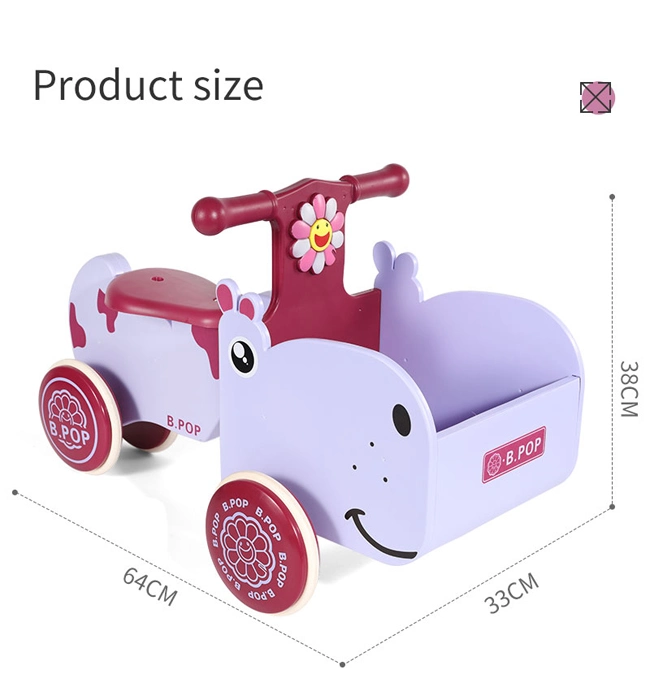 Cartoon Hippo Baby Walker Toys Safe Wheel Toddler Balance Training Cute Ride on Car with Music and Sound Kids Car