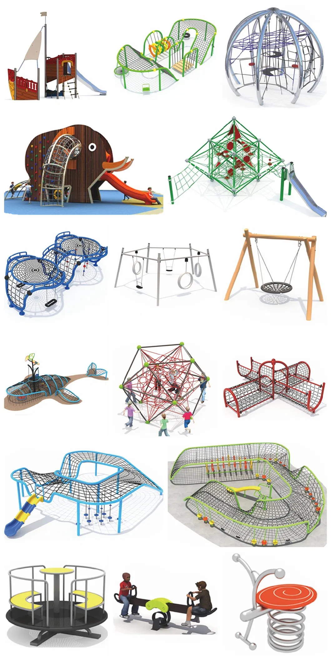 Kids Park Outdoor Playground Equipment Wooden Slide Climbing Frame QS38