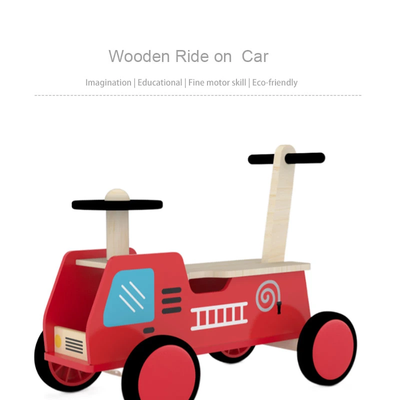 Kids Toys High Quality Wooden Toys Four-Wheeled Ride on Wooden Toys Steering Wheel Car