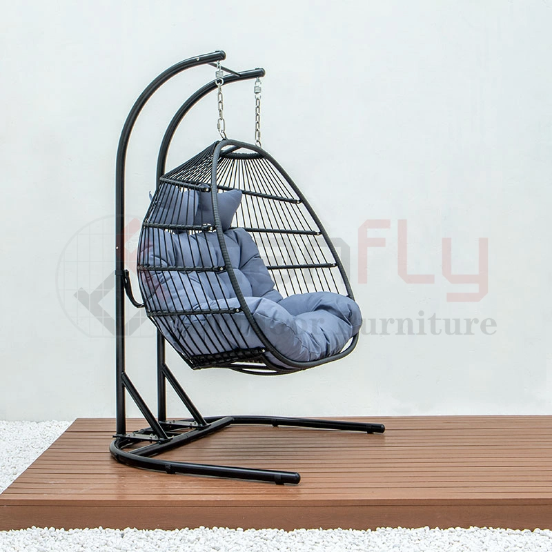 Two Persons Hanging Egg Chair Double Seats Rattan Swing Chair with U-Shaped Base Popular