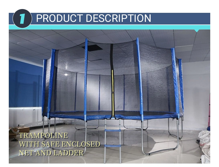 Safety Enclosure Net Trampoline with Ladder Pole Secure Include All Accessories, Great for Outdoor Activities Safety Jumping Mat Spring T-Hook Wyz14472