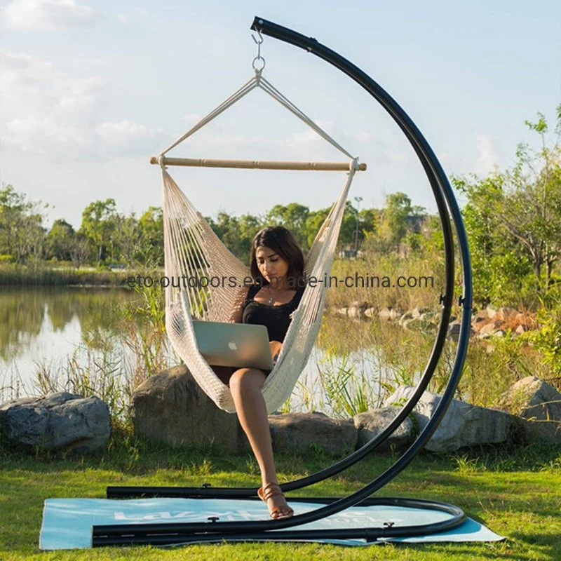 Rope Swing Chair Outdoor Hammock Chair Durable Weave Hanging Swing with Wood Bar