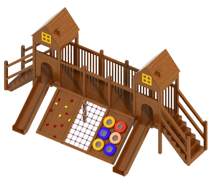 Children Wooden Outdoor Climbing Frame Kids Wood Playground Equipment