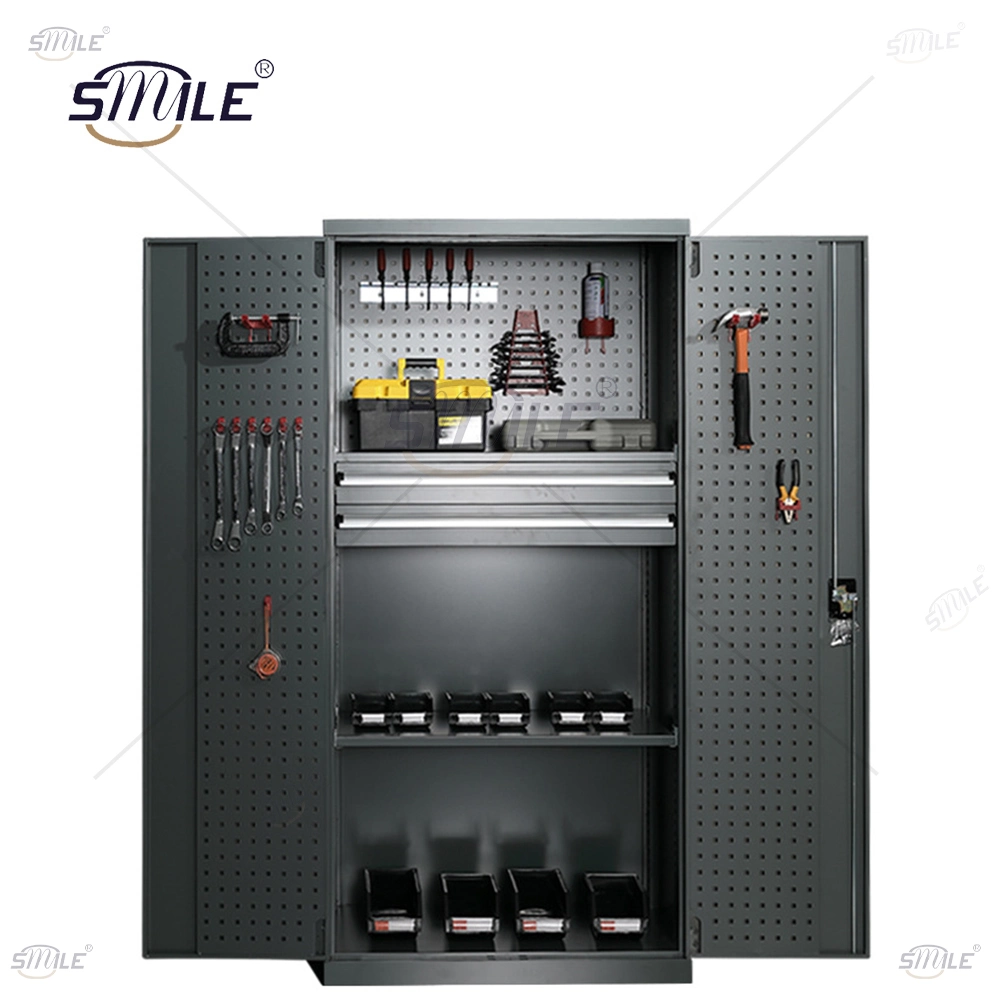 Smiletech Heavy Duty Thickened Iron Locker Workshop Toolbox Double Door Locker Safety Tool Cabinet