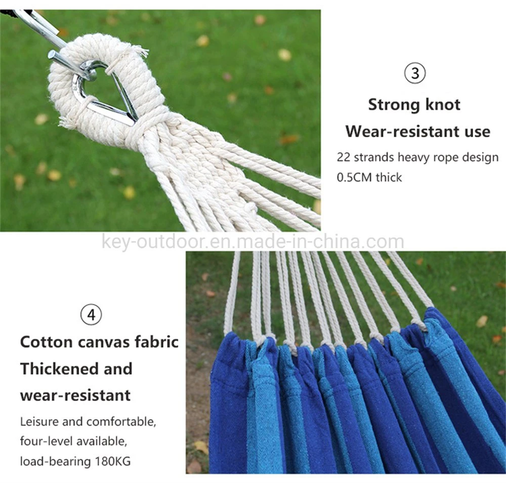 Portable Outdoor Hammock Chair Garden Sports Cotton Hammock Home Travel Camping Hunting Sleeping Bed Swing Canvas Stripe Hanging Bed Swing