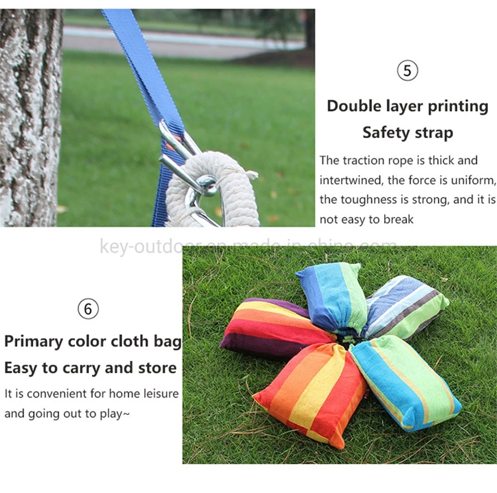 Portable Outdoor Hammock Chair Garden Sports Cotton Hammock Home Travel Camping Hunting Sleeping Bed Swing Canvas Stripe Hanging Bed Swing