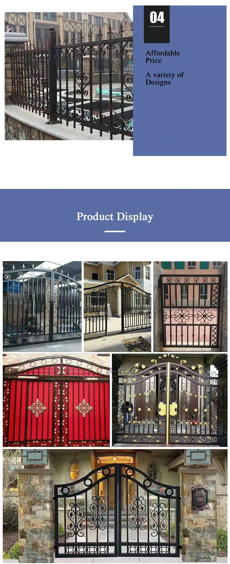 Iron Door/Simple Iron Door Villa Entrance Decoration Double Pendulum Iron Gate Designs