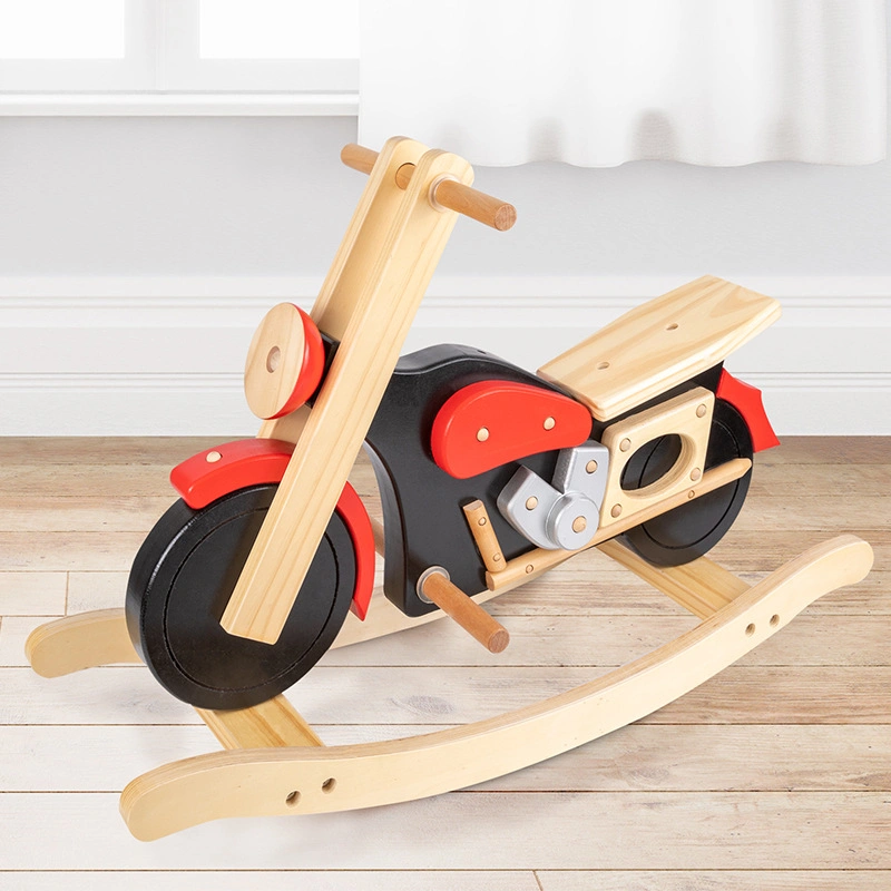 Children&prime;s Wooden Rocking Horse Motorcycle Balance Toy