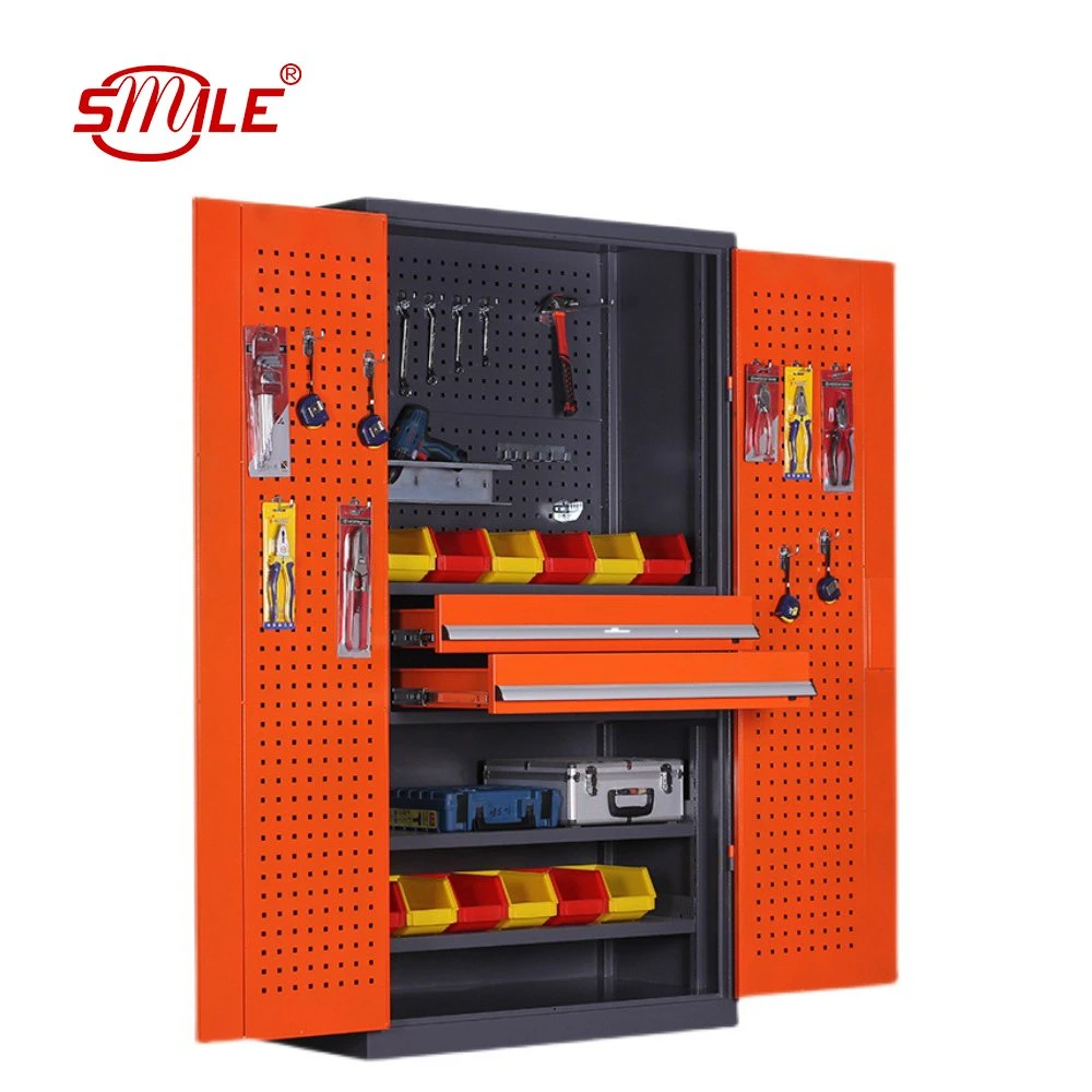 Smiletech Heavy Duty Thickened Iron Locker Workshop Toolbox Double Door Locker Safety Tool Cabinet