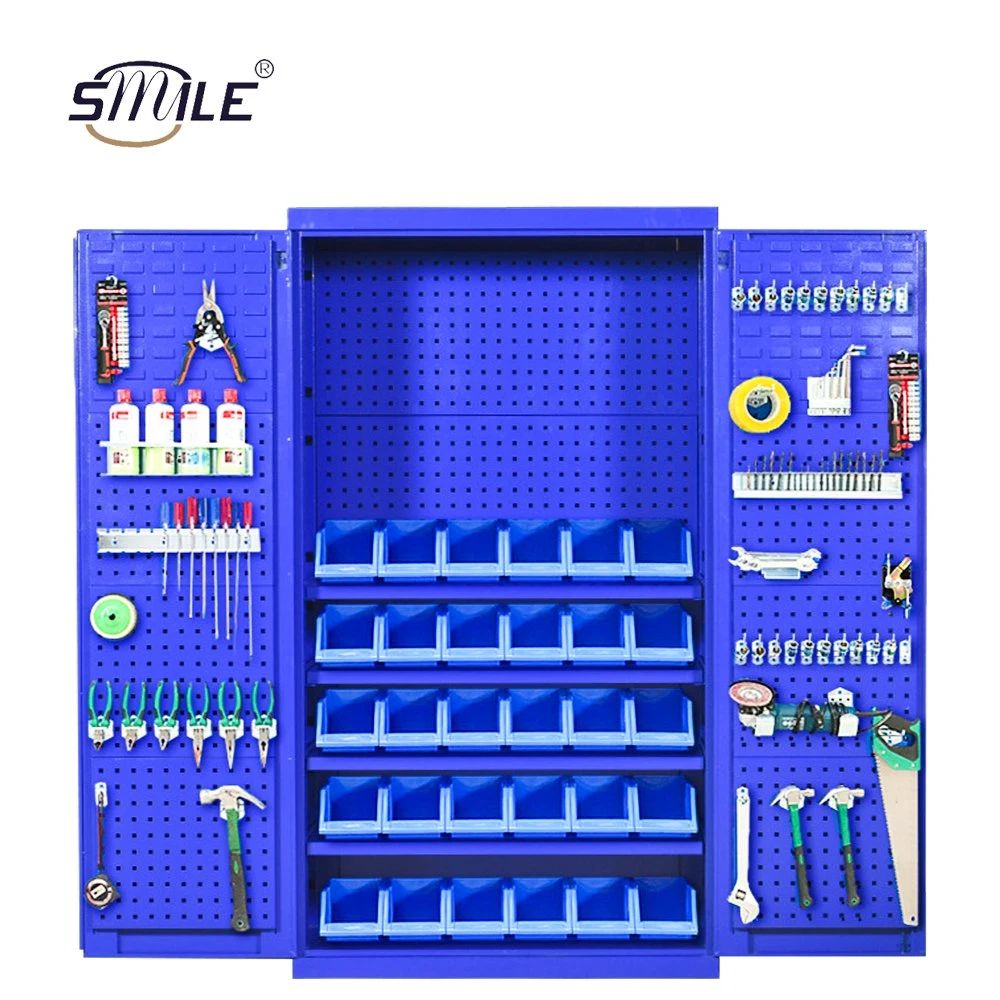 Smiletech Heavy Duty Thickened Iron Locker Workshop Toolbox Double Door Locker Safety Tool Cabinet