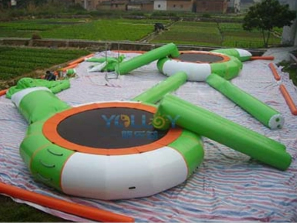 Lake Jumping Inflatable Water Sport Trampoline Bouncer with Slide