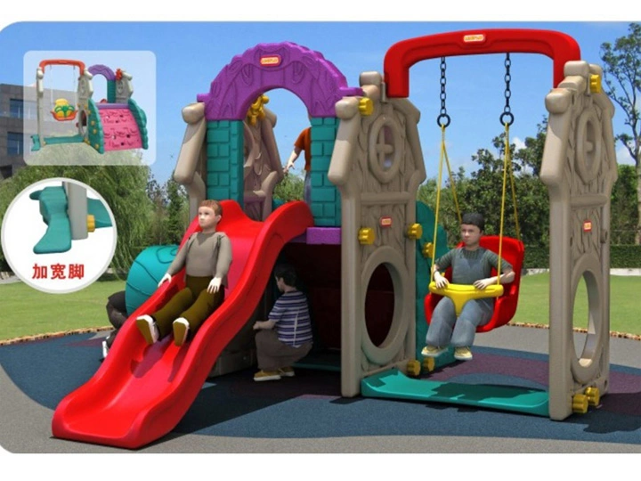 Outdoor Plastic Swing and Slide for Children