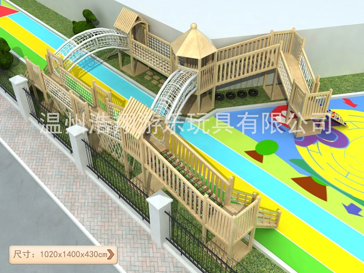 Preschool Outdoor Adventure Wooden Playground for Children