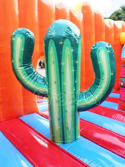 Mexican Fiesta Inflatable Playground Bouncer Mexico Festival Bounce House Cactus Inflatable Trampoline Slide for Kids