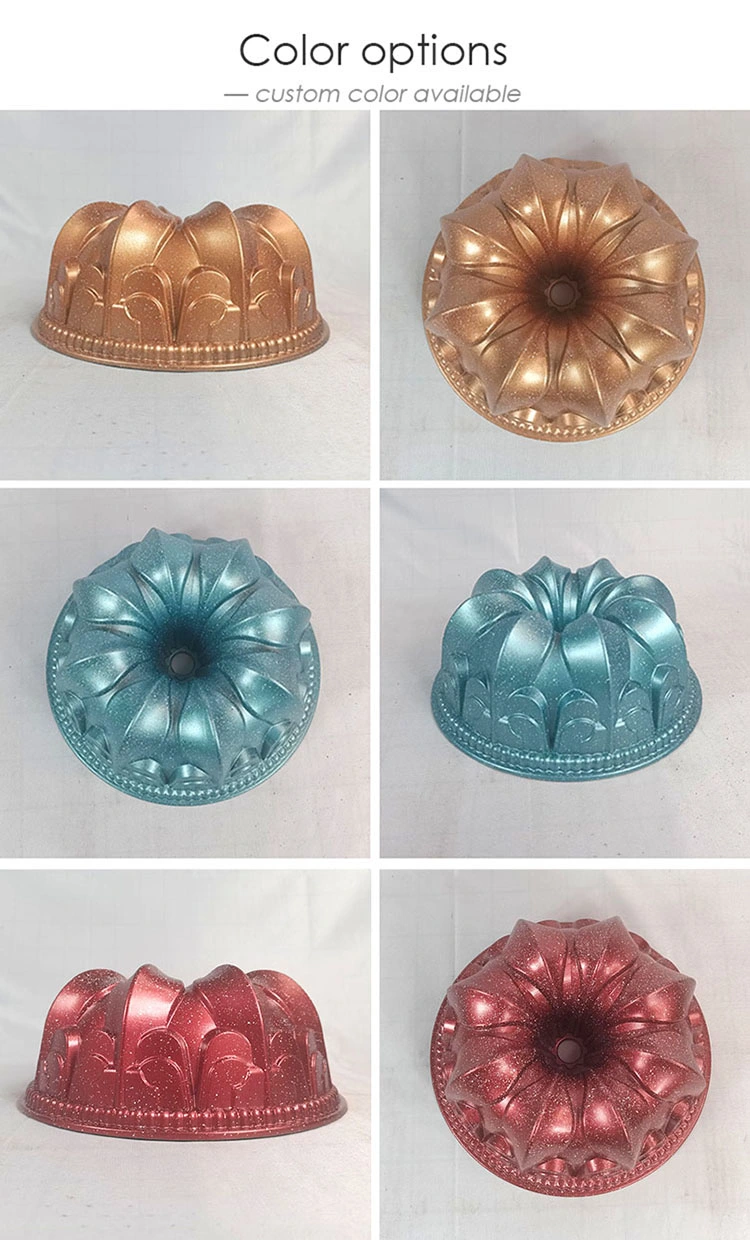 Crown Shape Die Cast Aluminium Non Stick Round Bundt Cake Ring Molds for Baking