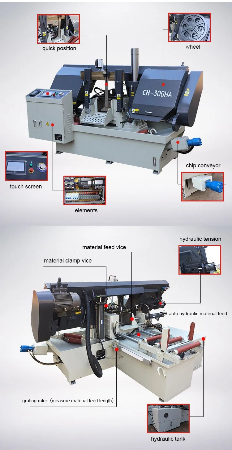 China Auto Feed Hydraulic Automatic Cutting CNC Band Saw Machine for Metal Pipe