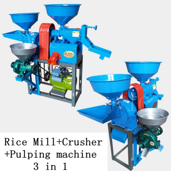 3-in-1 Automaic Samll Complete Integrated Grains Grinding Mill Grinder Huller Sheller Polisher Soybean Pulping Unit Equipment Auto Combined Rice Milling Machine