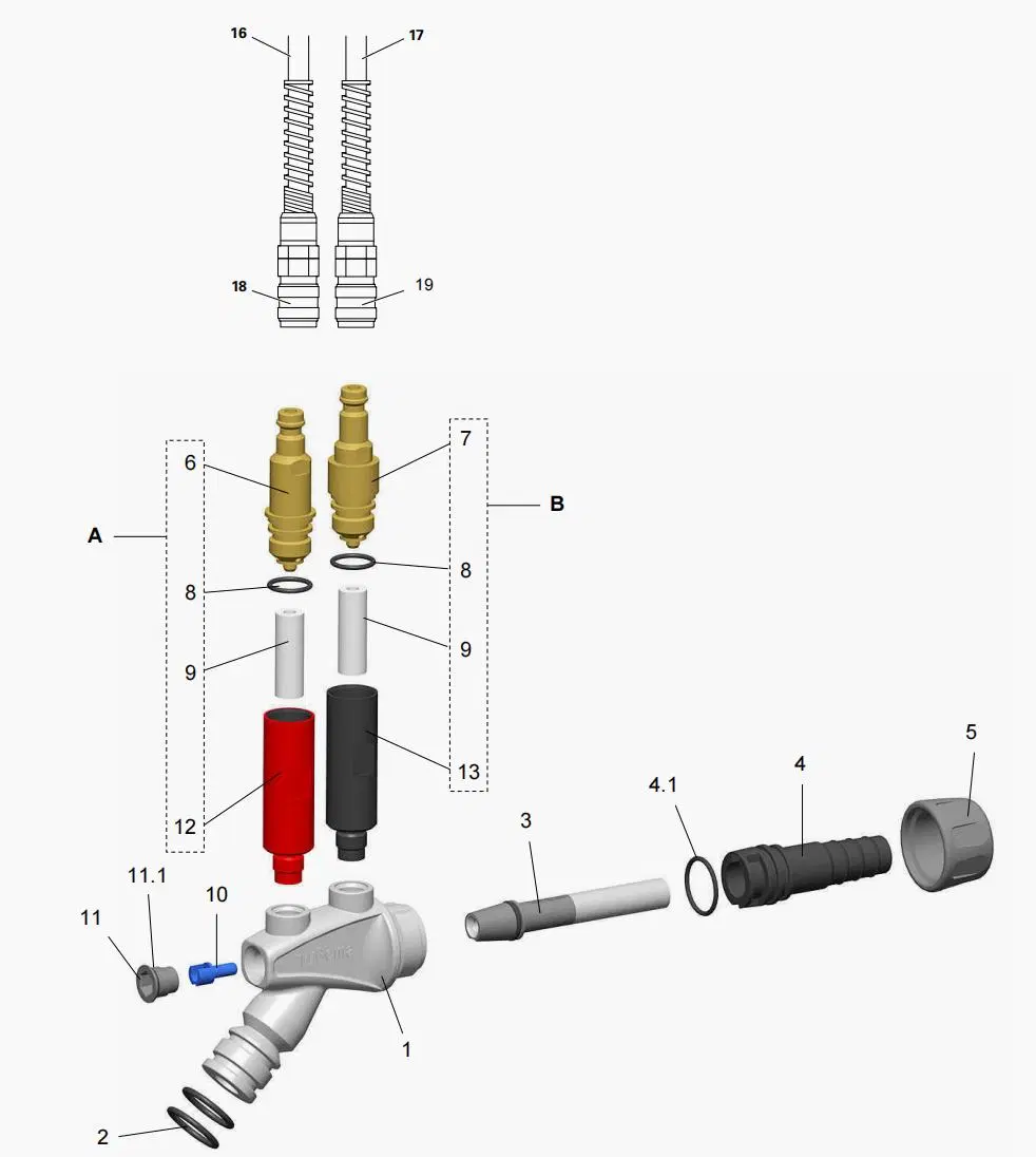 Ig06 Optiflow Powder Injector Conveying Air Check Valve Unit (red marking) 1005 589