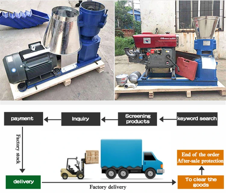 Animal Feed Machine Diesel Pelletizer Processing Line Factory Flat Die Pig Sawdust Dual Usage Feed Pellet Machine with Diesel Engine Electric Motor