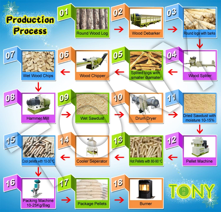 China Wood Sawdust Biomass Rice Husk 5-6t/H Wood Pellet Making Machine Line