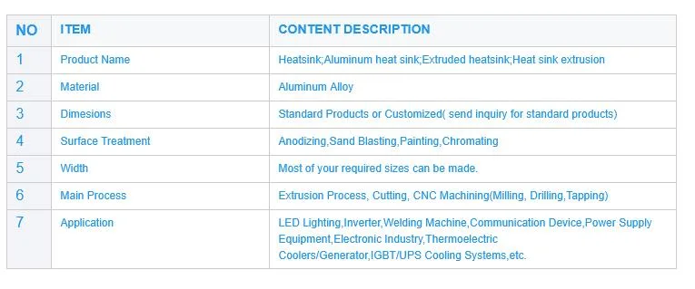 OEM Aluminum 6063 T5 Profile Heat Sink