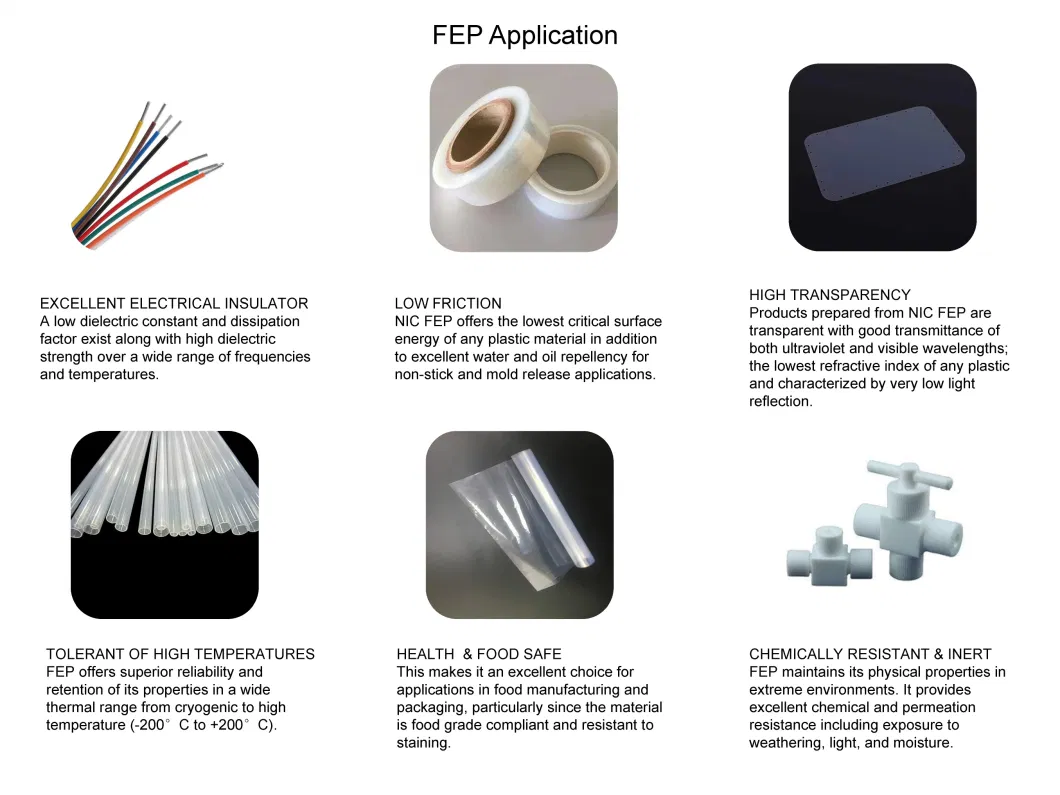 China Factory Supplied FEP Resin Pellets for FEP Film and FEP Tubing &Insulation and Jacketing of Communication Wire and Cable for Sale