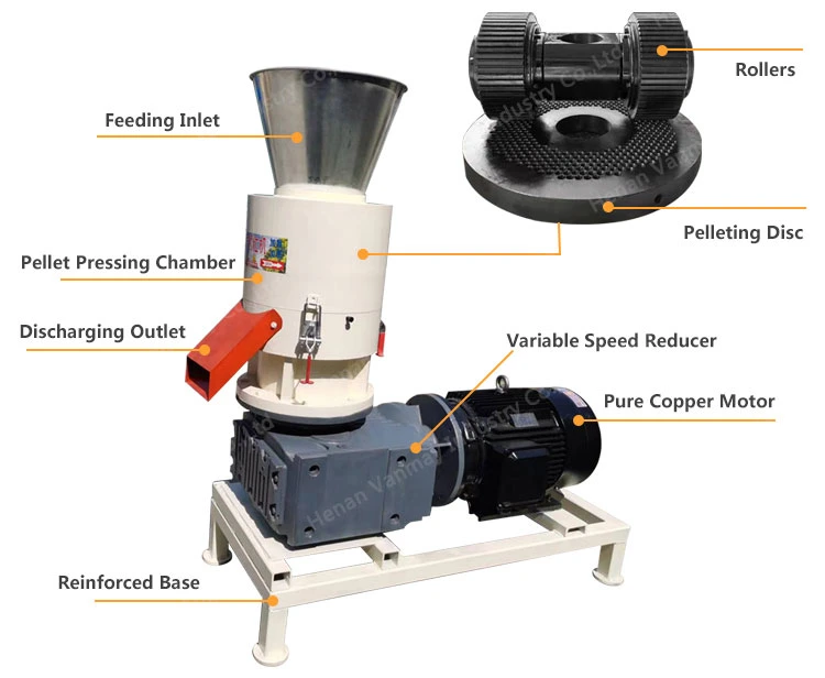 Three Roller Pellet Pressing Machine Sawdust Wood Pellet Mill