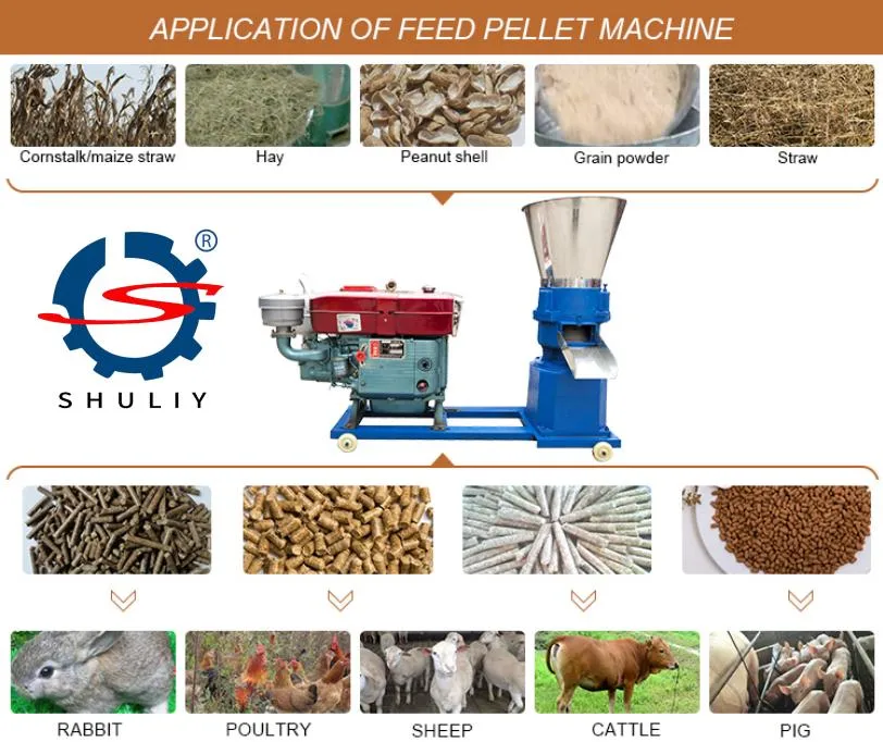 Diesel Engine Poultry Animal Flat Die Chicken Cow Feed Pellet Making Machine on Sale