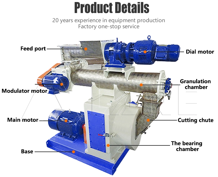 Lane Biomass Pellet Machine Horizontal Ring Die Type Biomass Granulator Supplier Pelet Machine Ring Die