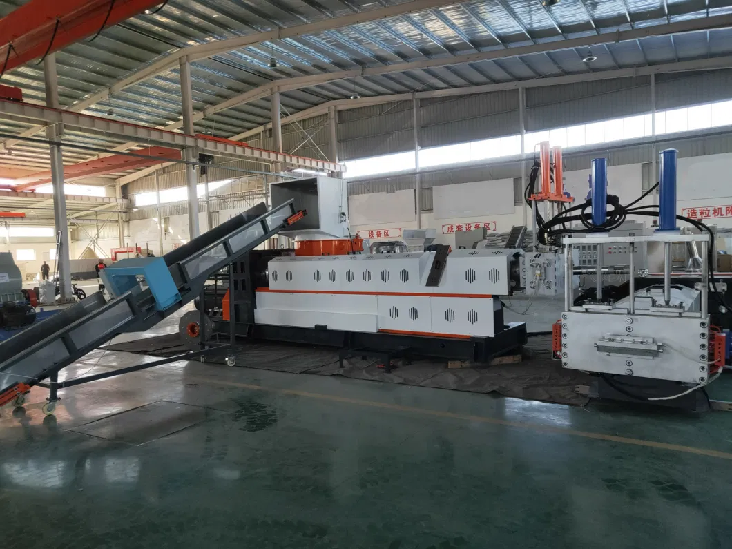 Double Stage Plastic Recycle Pellet Granule Making Machine by Force Feeding