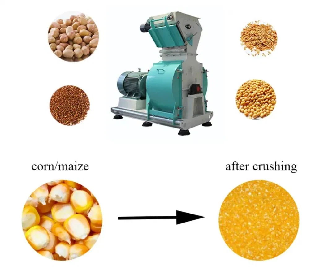 Farm Feeds 2-3t/H Chicken Feed Milling Machine Maize Grinding Hammer Mill Corn Grinding Machine Wheat Corn Hammer Mill for Sale
